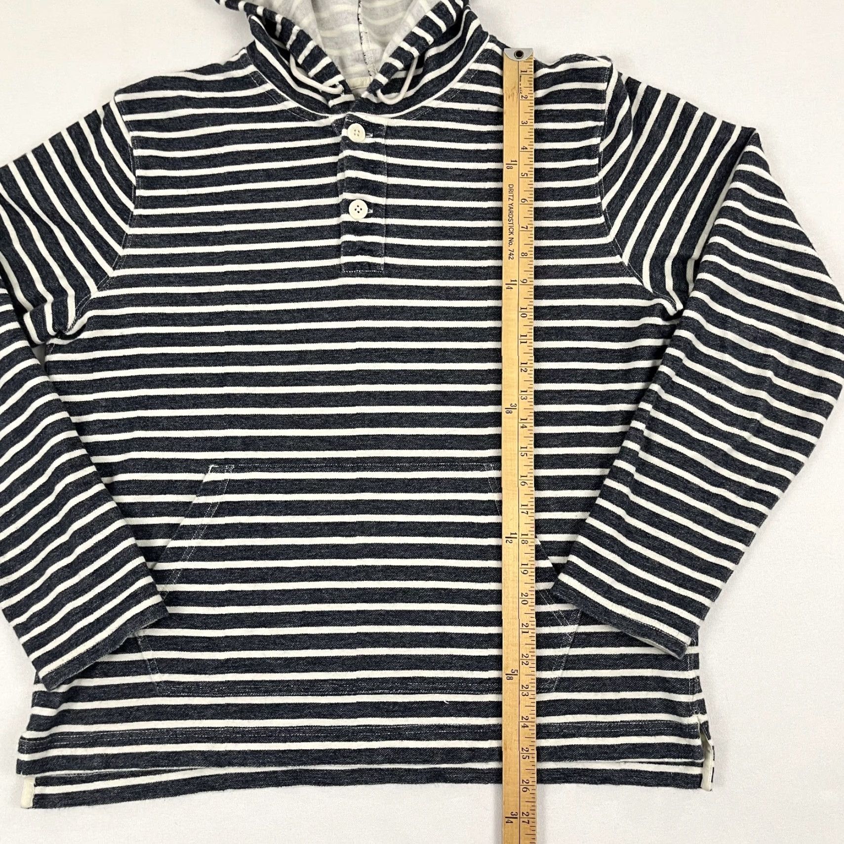 J.Crew J.CREW Hoodie Mens Large Blue White Striped Cotton Casual Preppy Henley F7683 Size US L / EU 52-54 / 3 - 3 Thumbnail
