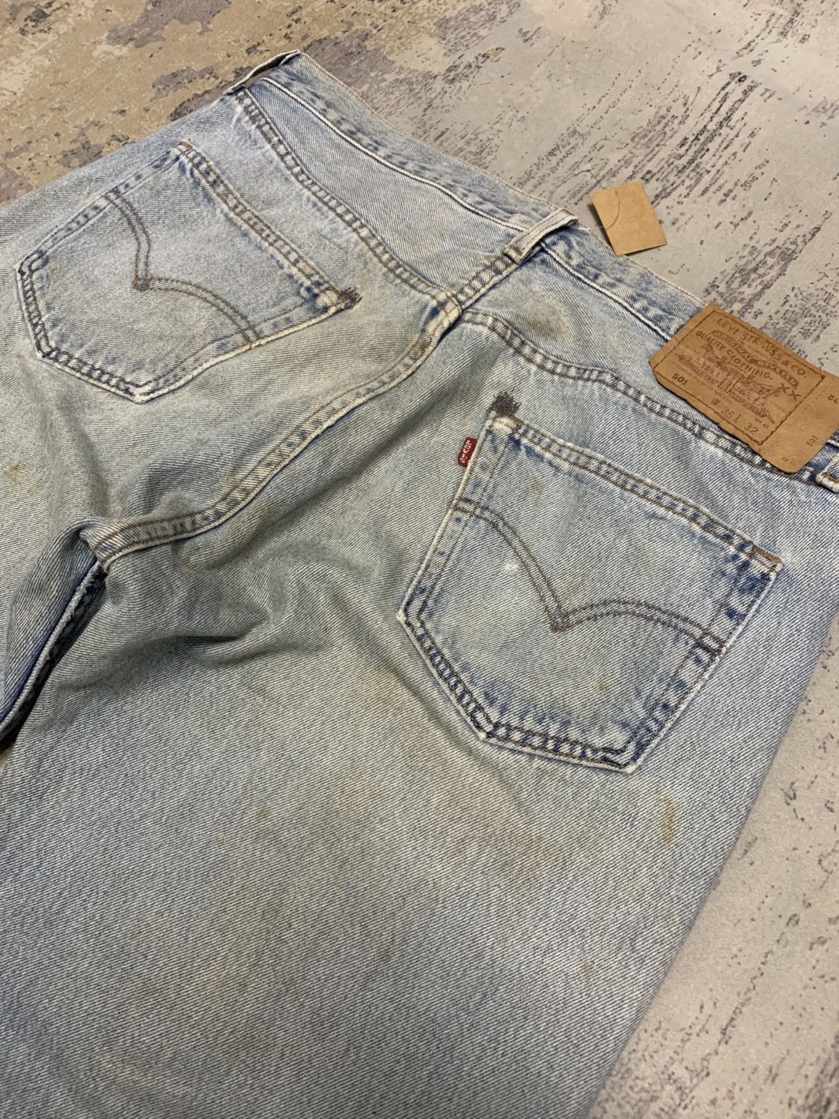 Levi's VTG Levi's 501 Light Wash Repaired Distressed Jeans Size US 35 - 8 Thumbnail