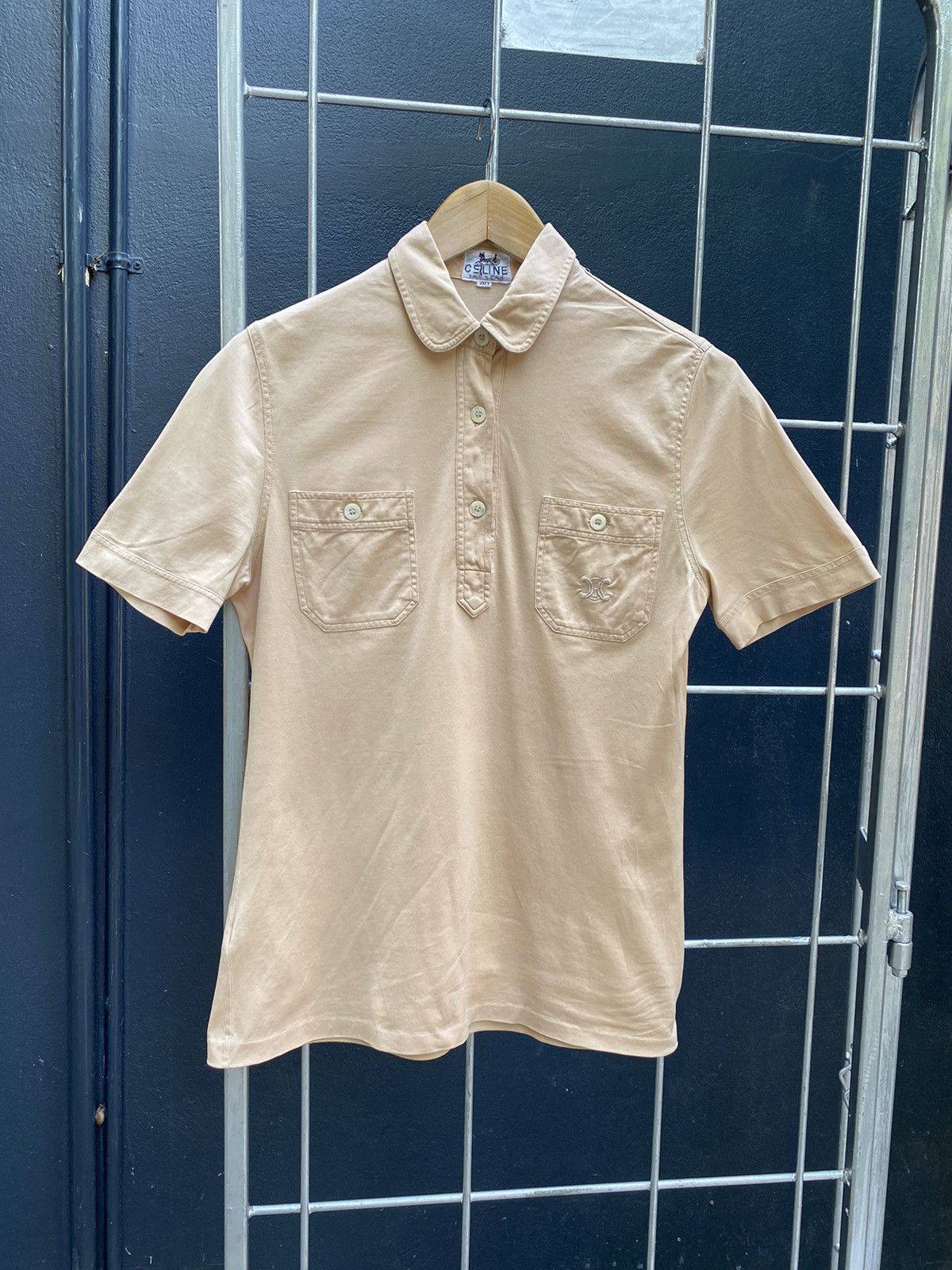 image of Vintage Celine Beige Shirt in Brown, Women's (Size Medium)