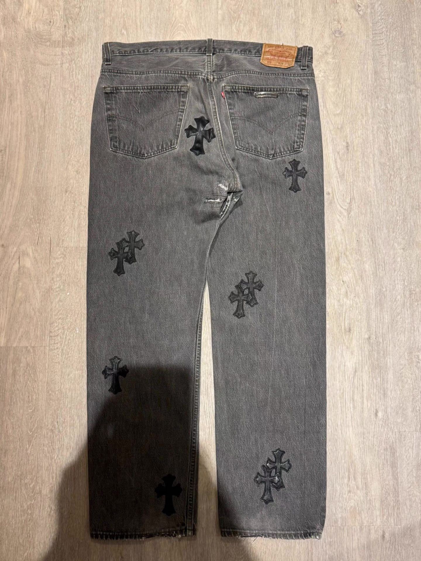 Chrome Hearts Chrome Hearts Black Jeans with Black Leather Accents Q14 Size US 38 / EU 54 - 7 Thumbnail