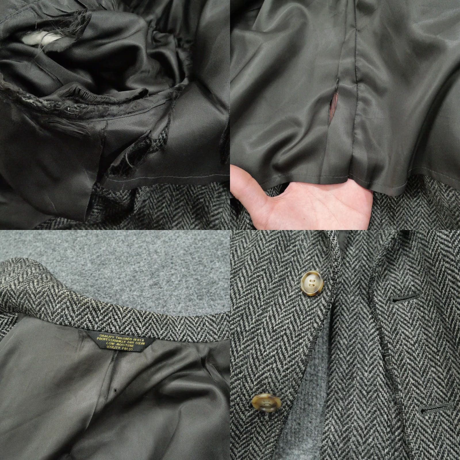 Vintage VINTAGE Hunt Valley Blazer Mens 40R Wool Tweed Grey Herringbone Door Harris Tweed Overcoat Classic Style Mens Blazer Size 40R - 10 Thumbnail