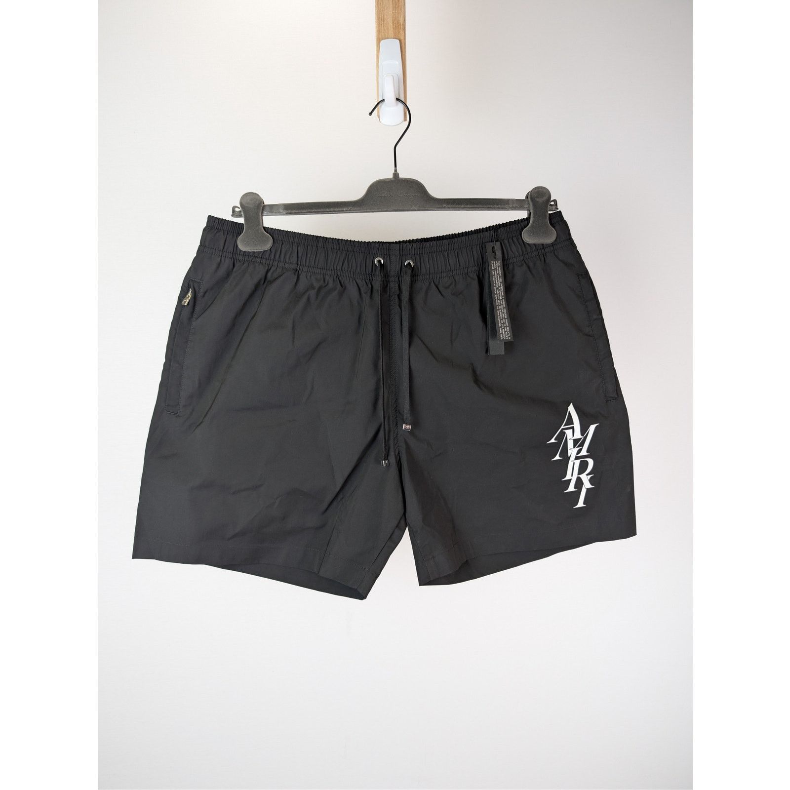 Amiri o1rshd1 Amiri Stack Logo Swim Trunk Shorts in Black Size US 38 / EU 54 - 2 Thumbnail