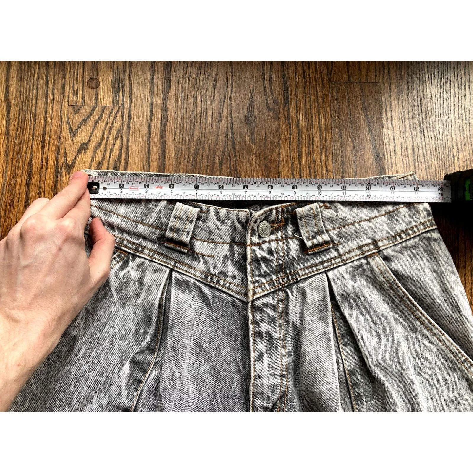 Jordache VINTAGE Jordache Jeans Womens 10 Gray Acid Wash 90s Straight Denim 28x29 Inseam 29 Pockets Regular Rise High Size 32" / US 10 / IT 46 - 6 Thumbnail