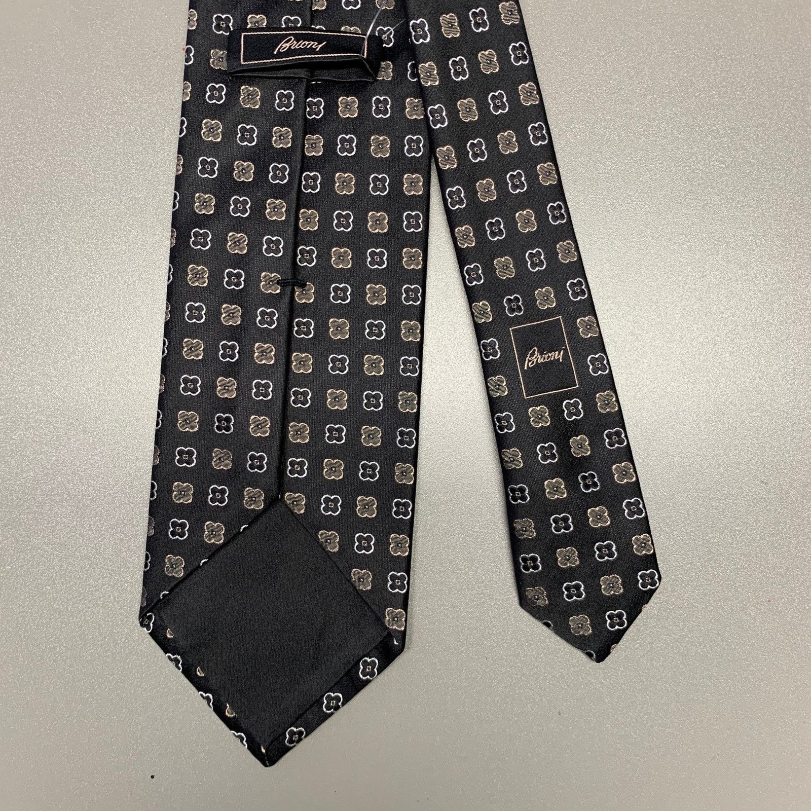 Brioni BRIONI Black Tan Floral Silk Tie Size ONE SIZE - 2 Thumbnail