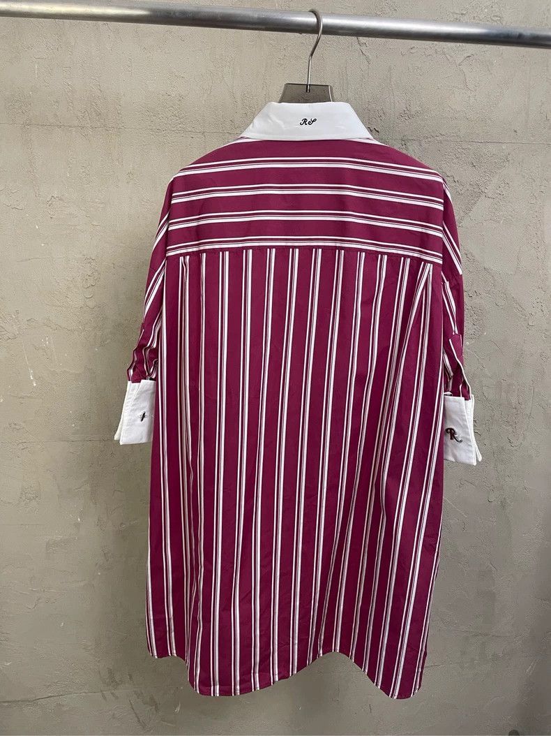 Raf Simons Raf Simons Plum white striped silver button Logo short slee Size US L / EU 52-54 / 3 - 2 Thumbnail