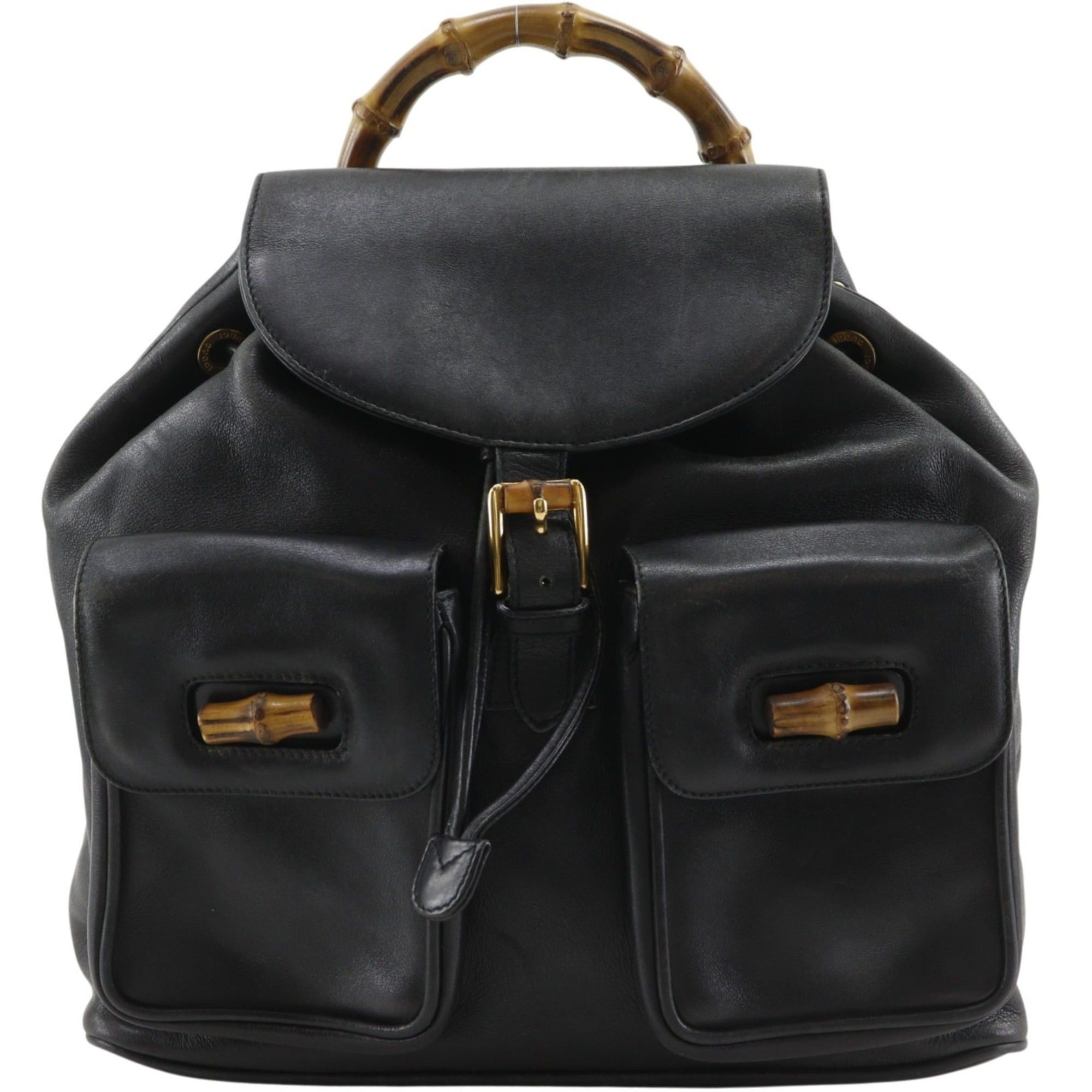Gucci Gucci Bamboo Backpack/Daypack Bag 003.2058.0016 Leather Black 2-way A5 Flap Women's Size ONE SIZE - 1 Thumbnail
