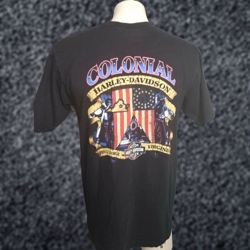 Harley Davidson Harley Davidson Mens Colonial L Black T Shirt 2006 Prince George VA Graphic Print Size US L / EU 52-54 / 3 - 1 Thumbnail