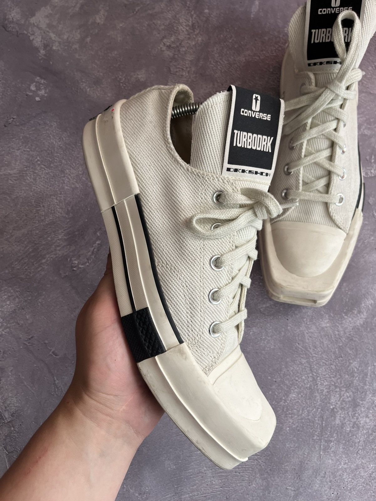 Converse RICK OWENS CONVERSE TURBODRK WHITE LOW TOP SNEAKERS Size US 6.5 / EU 39-40 - 3 Thumbnail