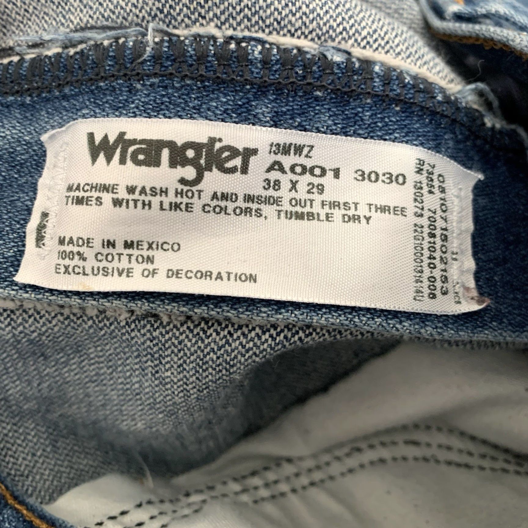 Wrangler Wrangler Jeans Mens 38x29 Blue Denim 13MWZ Straight Leg Regular Fit Cowboy Western 5-Pocket Denim Zip Button Logo Classic Vintage No N/A Size US 38 / EU 54 - 2 Thumbnail
