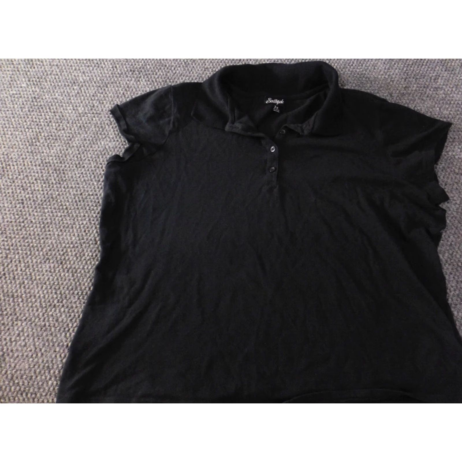 Southpole Southpole Polo Shirt 2X Plus Black Womens Casual Short Sleeve Crew Neck Pullover Cotton Linen Rayon Button Basic Classic Womens Size XXL / US 16-18 / IT 52-54 - 3 Thumbnail