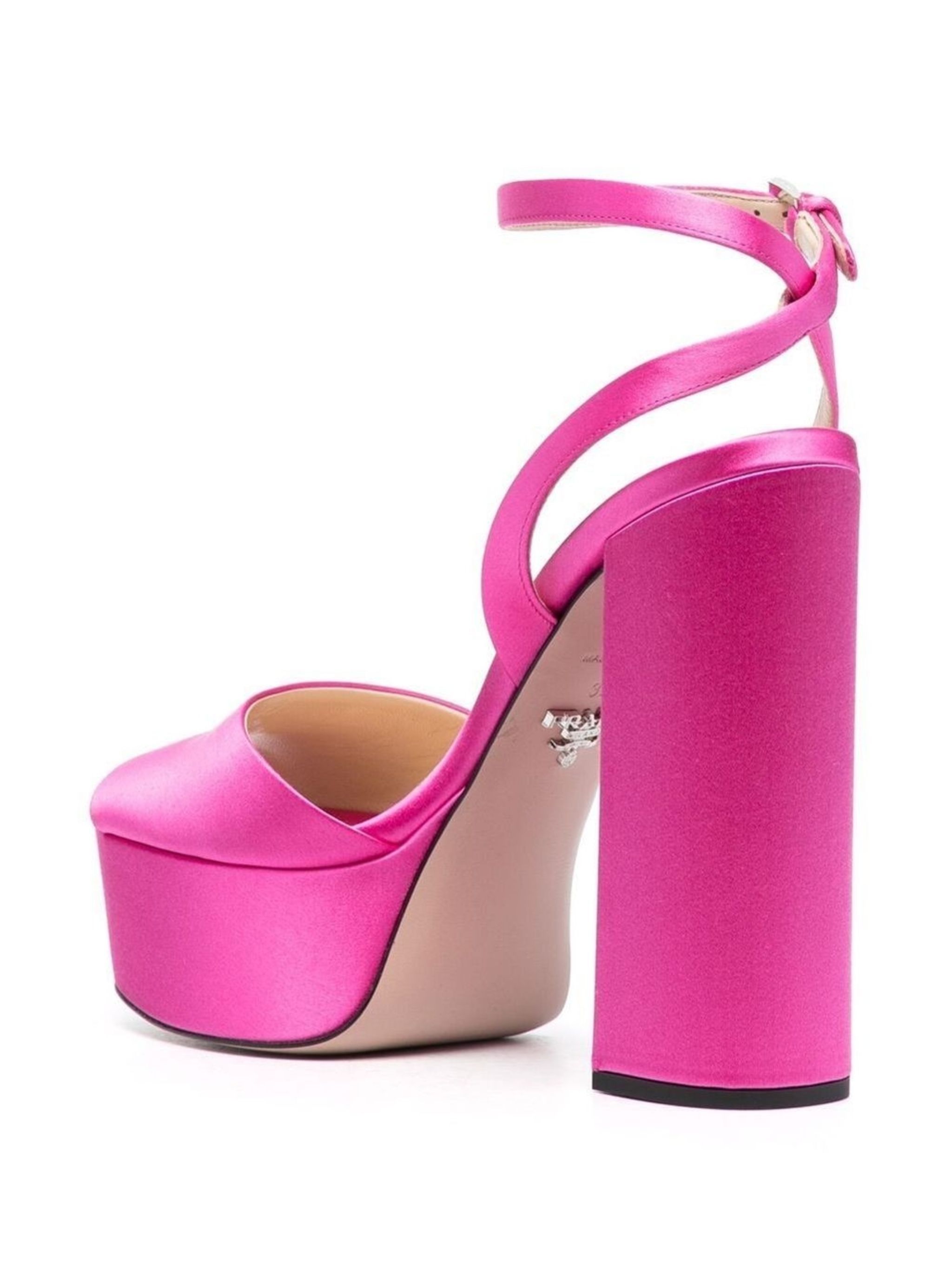 Prada o1w1db11124 Logo-Plaque Satin Platform Sandals in Pink Size US 7 / IT 37 - 3 Thumbnail