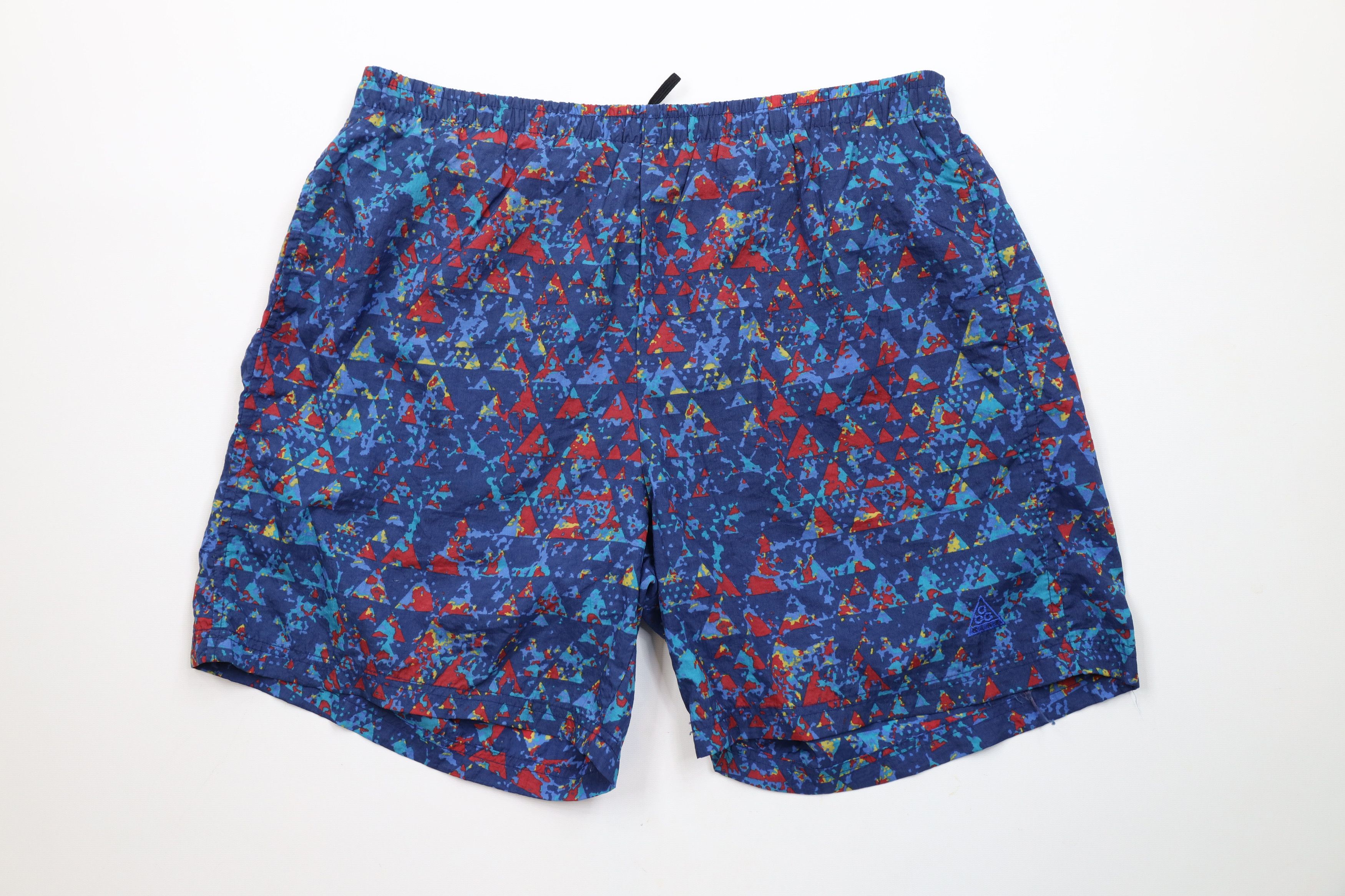 Nike × Vintage Vintage 90s Nike ACG Scott Mini Swoosh Rainbow Lined Shorts Size US 34 / EU 50 - 1 Thumbnail