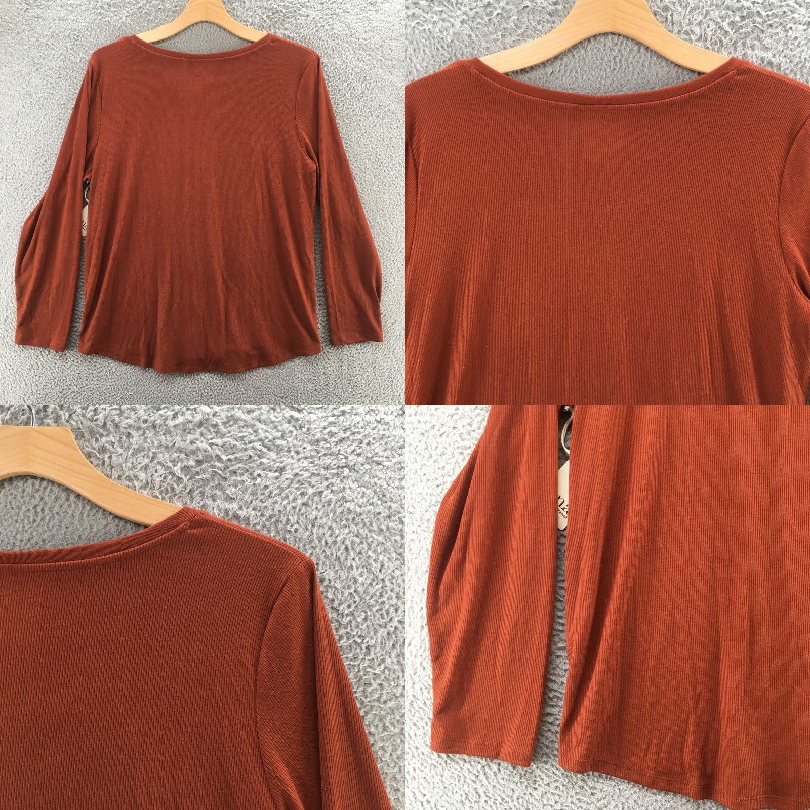 Vintage ANA A New Approach Henley Tunic T-Shirt Womens 3X Autumn Russet Ribbed Knit NEW Size XXL / US 16-18 / IT 52-54 - 9 Thumbnail