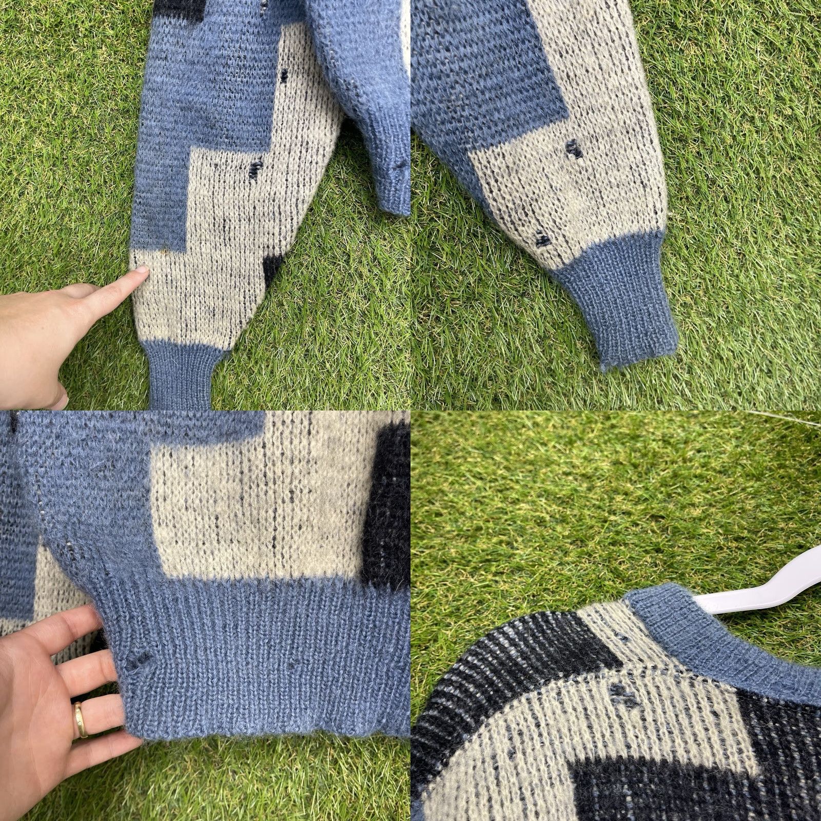 Coogi Vintage 80s Mohair Sweater Womens Medium Cropped Coogi Geometric 90s Wool Knit Size M / US 6-8 / IT 42-44 - 9 Thumbnail