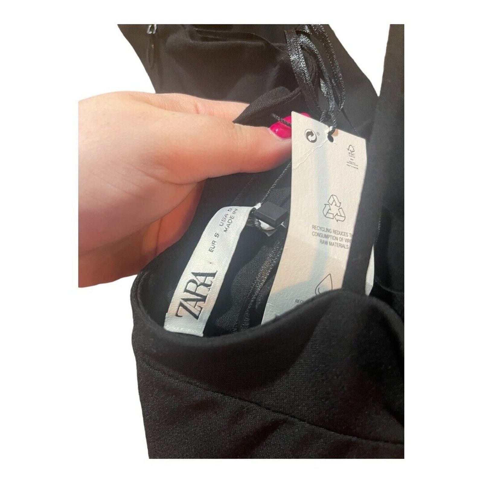 Zara ZARA Surplice Black Dress Size S / US 4 / IT 40 - 5 Thumbnail
