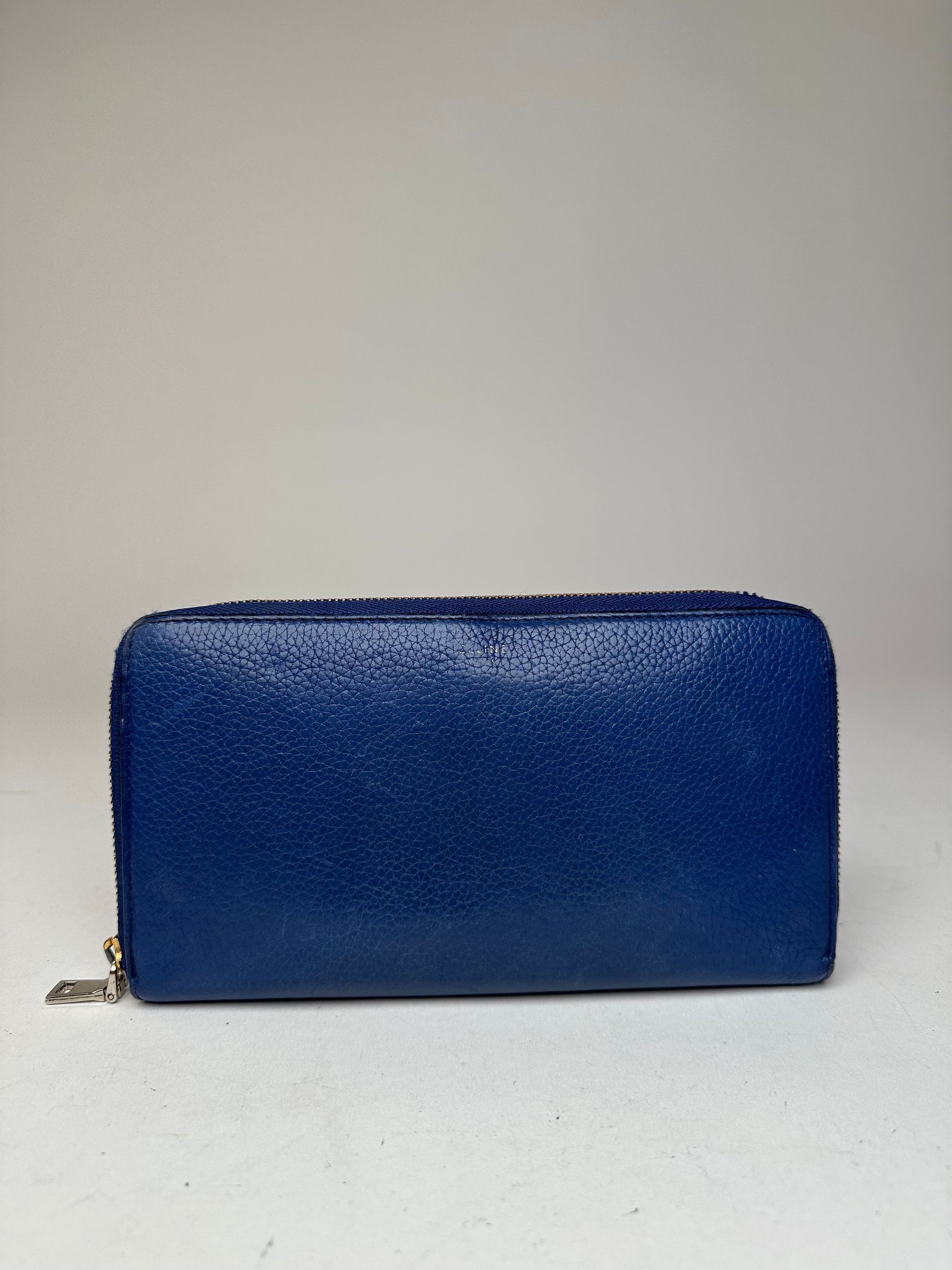 Celine Vintage Paris Zippy Leather Wallet Blue Size ONE SIZE - 1 Thumbnail