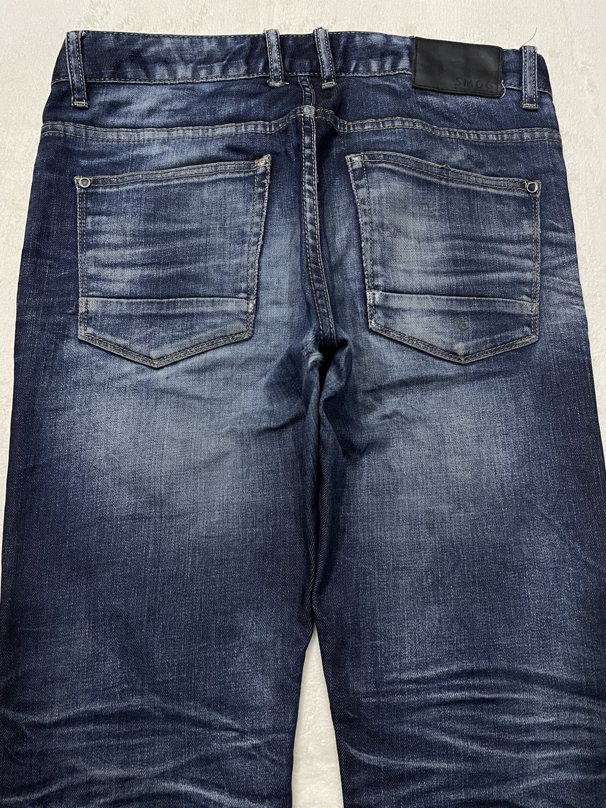 Japanese Brand Vintage SMOG Straight Cut Faded Dark Blue Jeans Size US 34 / EU 50 - 11 Thumbnail