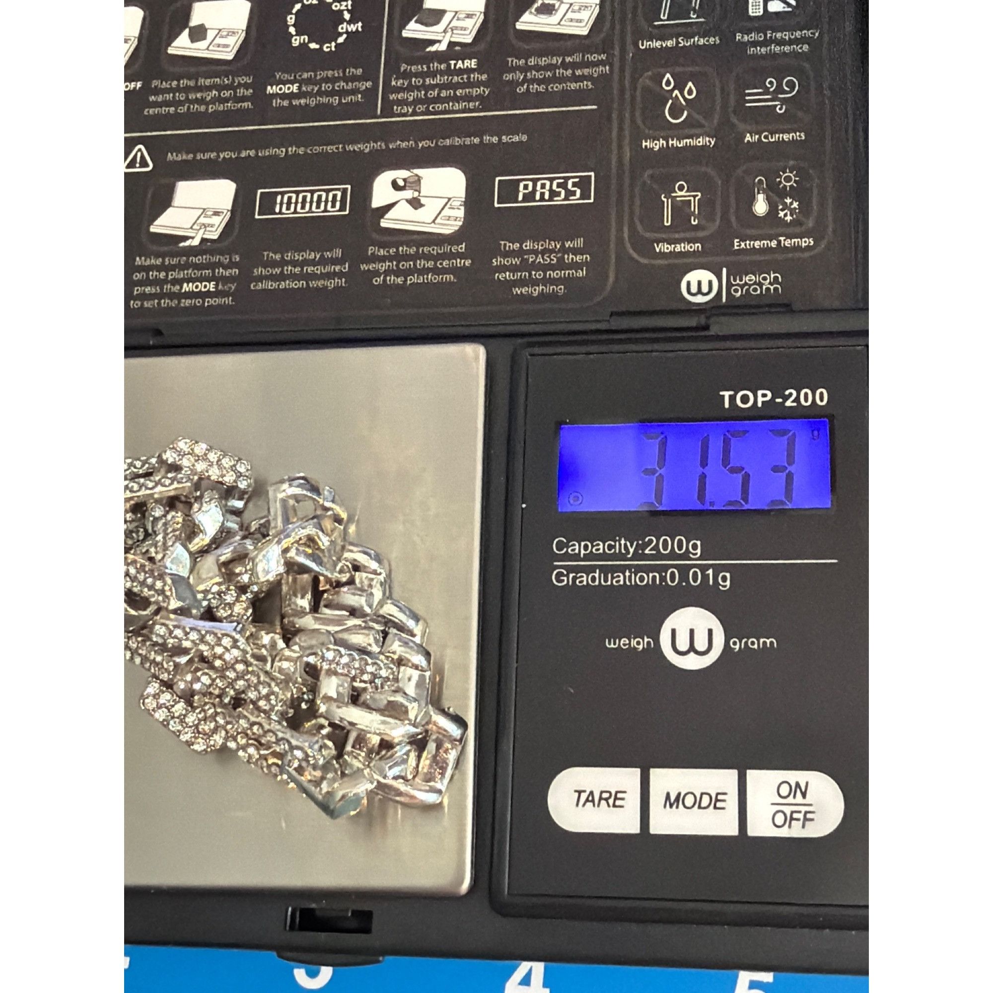 Other Pave Rhinestone Cuban Link Bracelet Silver Tone Iced Out Fol Size ONE SIZE - 5 Thumbnail