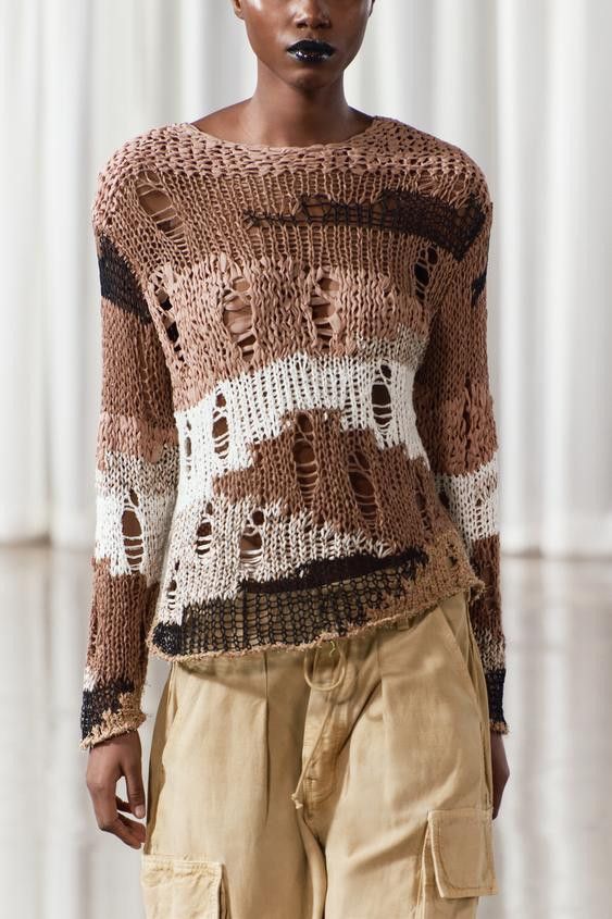 Zara KNIT SWEATER WITH TRIMS Size M / US 6-8 / IT 42-44 - 8 Thumbnail