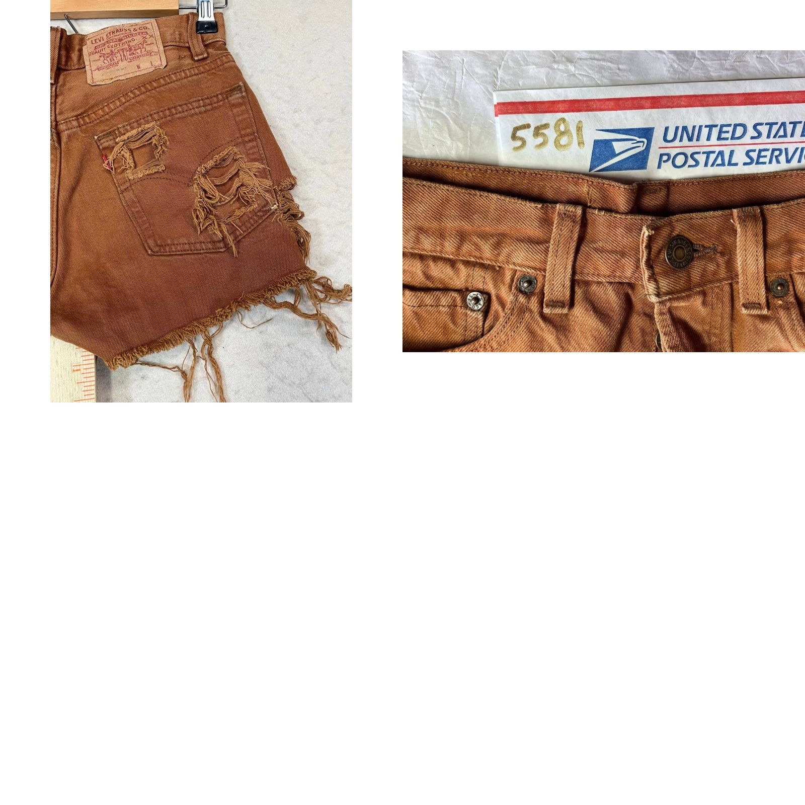 Levi's VINTAGE Levi's Distressed Brown Jeans Shorts Cut-Off 25-26 Women Regular Cotton Casual Vintage 90s Patriotic Size 42" / US 20 - 8 Thumbnail
