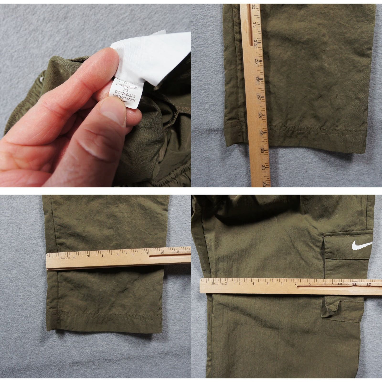Nike Nike Pants Womens XS Green Windbreaker Cargo Pockets Baggy High Rise Ladies Size 26" / US 2 / IT 38 - 8 Thumbnail