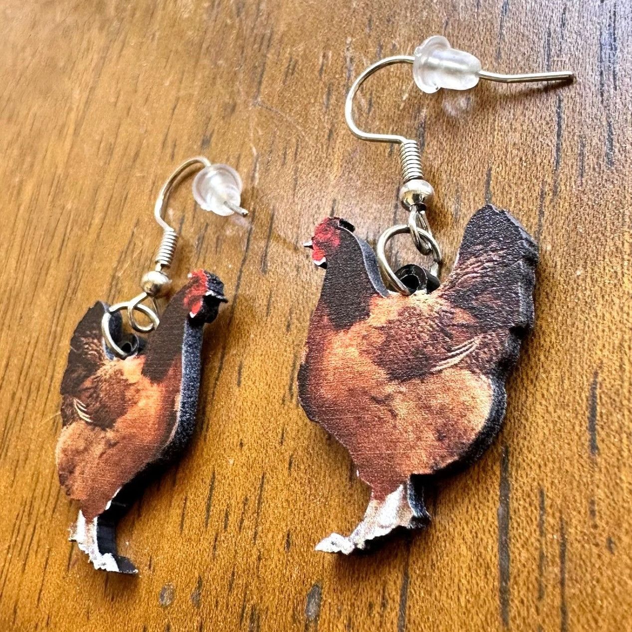 Handmade Rooster Earrings Chicken Farm Animal Eggs Pet New Hens Farme Size ONE SIZE - 5 Thumbnail