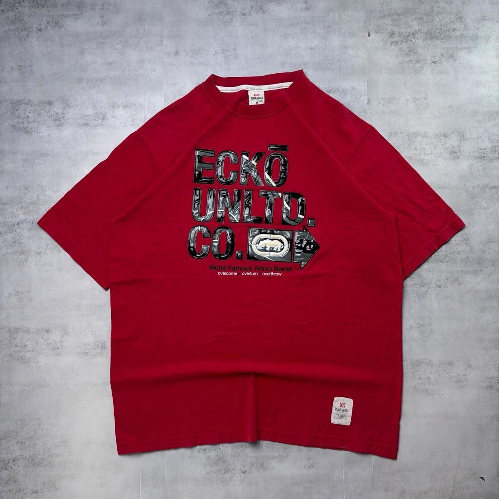 Ecko Unltd. Y2K Red Ecko Unltd Grunge Skater T-Shirt Size US XL / EU 56 / 4 - 1 Thumbnail