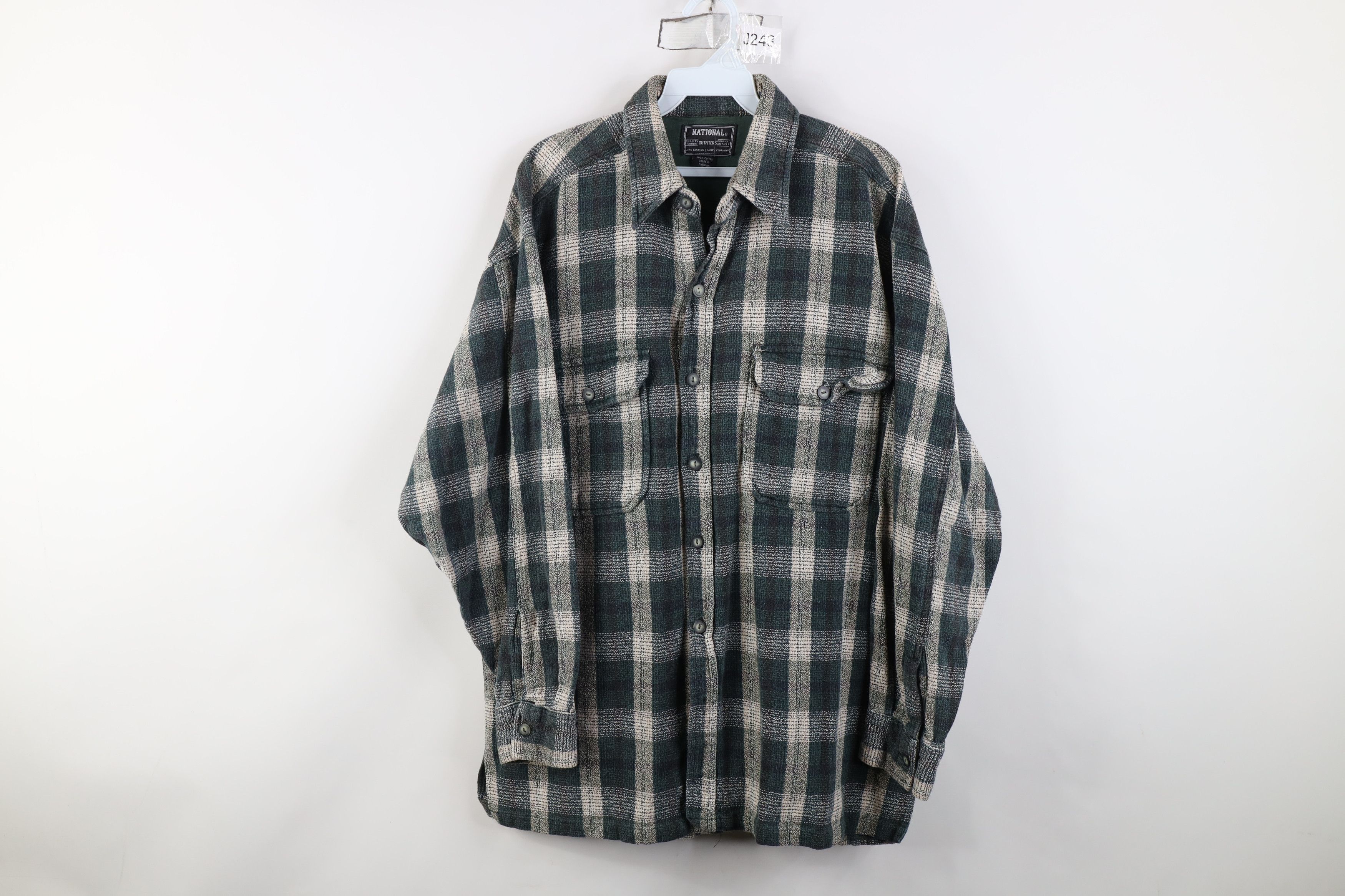 Vintage Vintage 90s Streetwear Tweed Collared Button Shirt Plaid Size US L / EU 52-54 / 3 - 1 Thumbnail