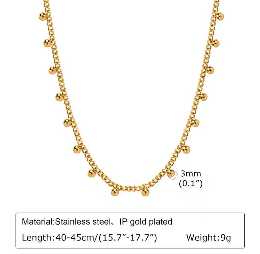 Other Stainless Steel Beads Charm Chain Bracelet Necklace Size ONE SIZE - 2 Thumbnail