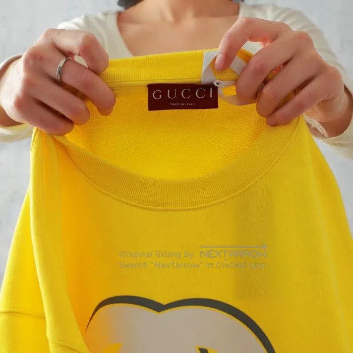 Gucci Gucci Yellow Logo Print Long. Size L / US 10 / IT 46 - 6 Thumbnail