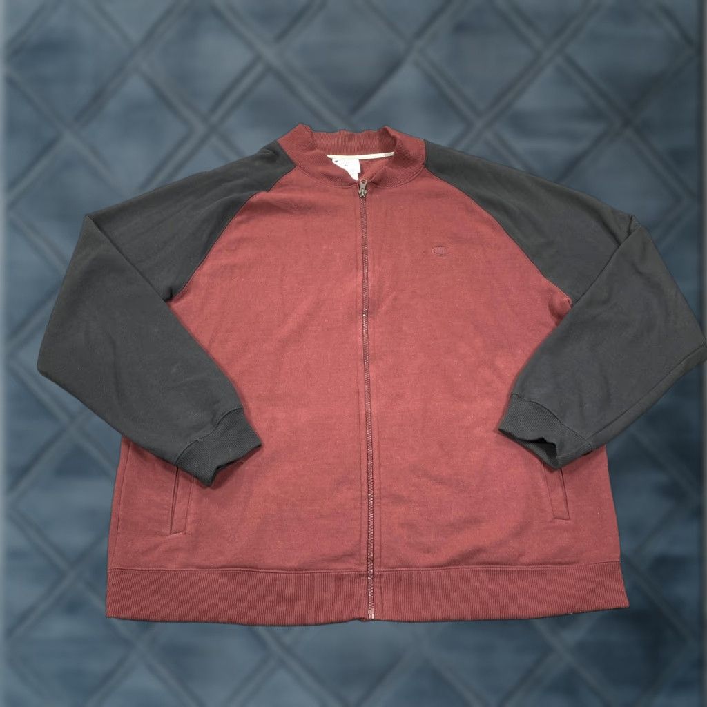 Champion Champion Jacket Mens XL Maroon Black Full Zip Raglan Sweatshirt Authentic Size US XL / EU 56 / 4 - 1 Thumbnail