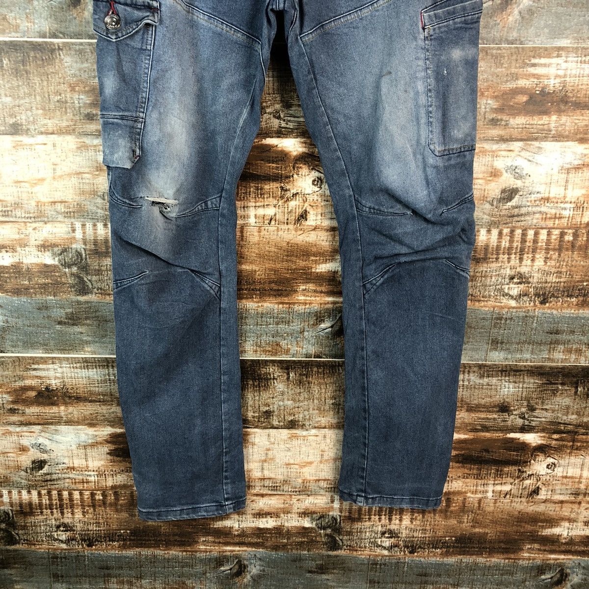 Japanese Brand Field Core Blue Distressed ripped Denim Pants #A2151 Size US 34 / EU 50 - 6 Thumbnail