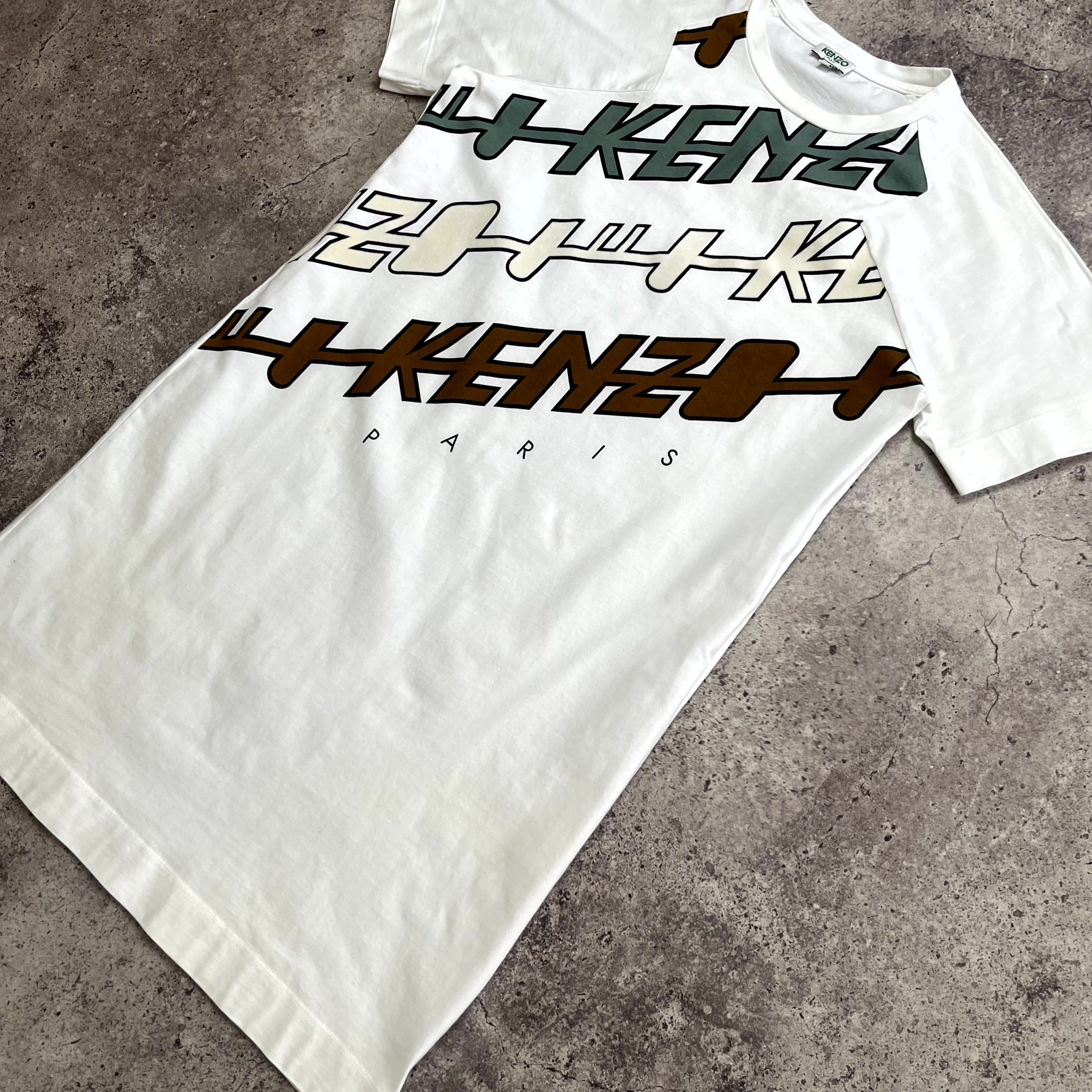 Kenzo Kenzo Paris Big Logo Longline Cotton White T-Shirt Size M Size M / US 6-8 / IT 42-44 - 2 Thumbnail
