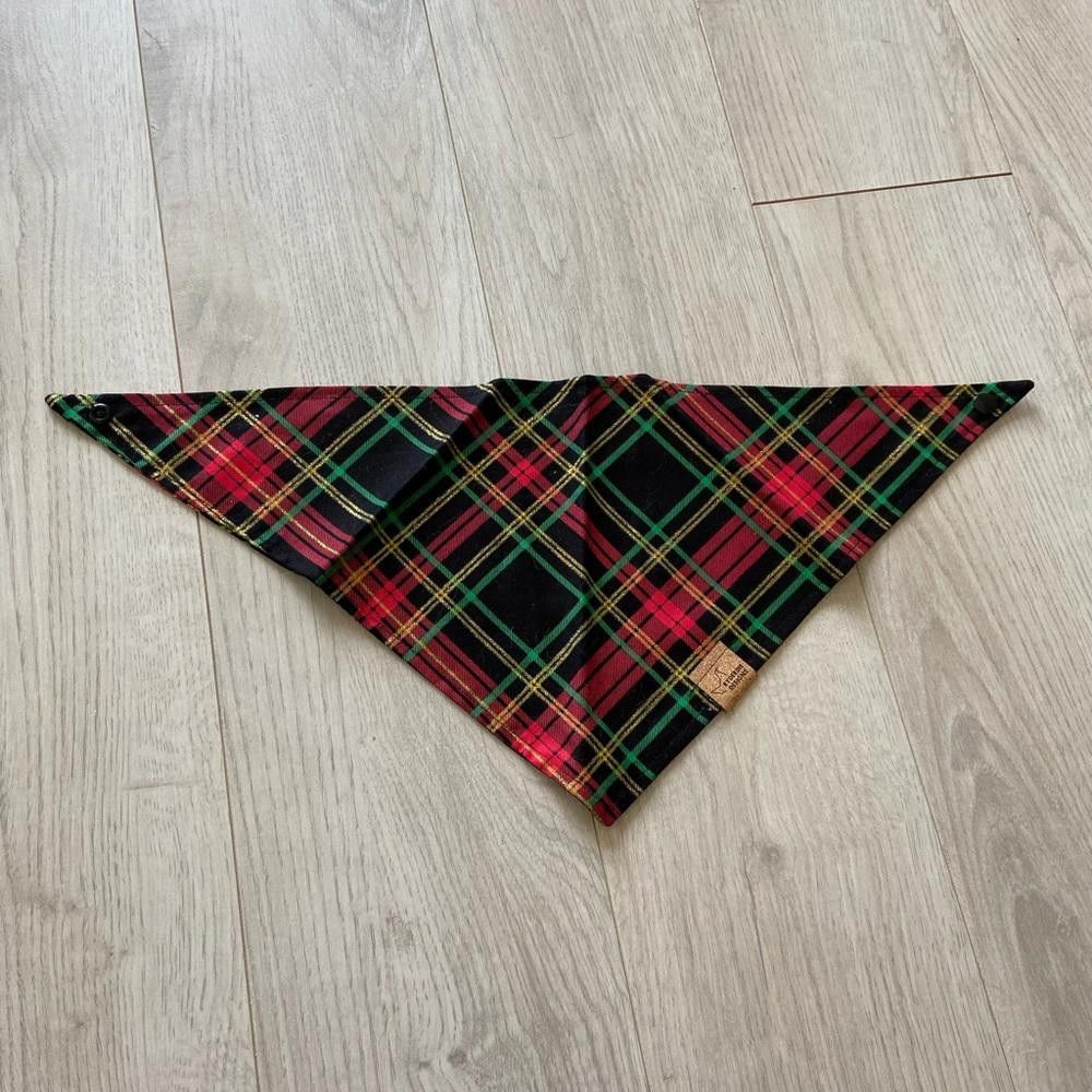 Designer Ryderdie Designs Christmas Sparkle Plaid Dog Bandana Size ONE SIZE - 1 Thumbnail