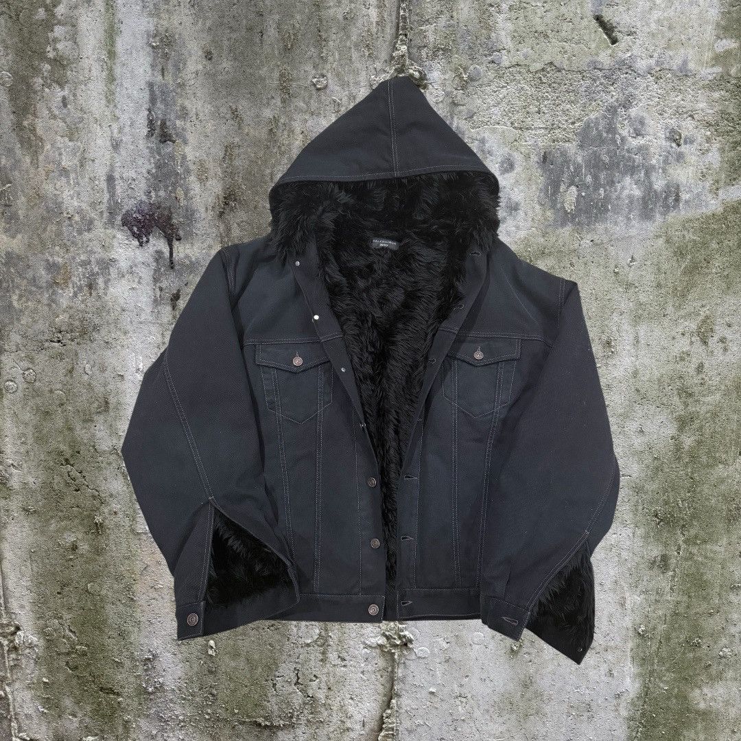 Balenciaga SS23 Balenciaga Faux Fur Hooded Denim Jacket Size US L / EU 52-54 / 3 - 1 Thumbnail