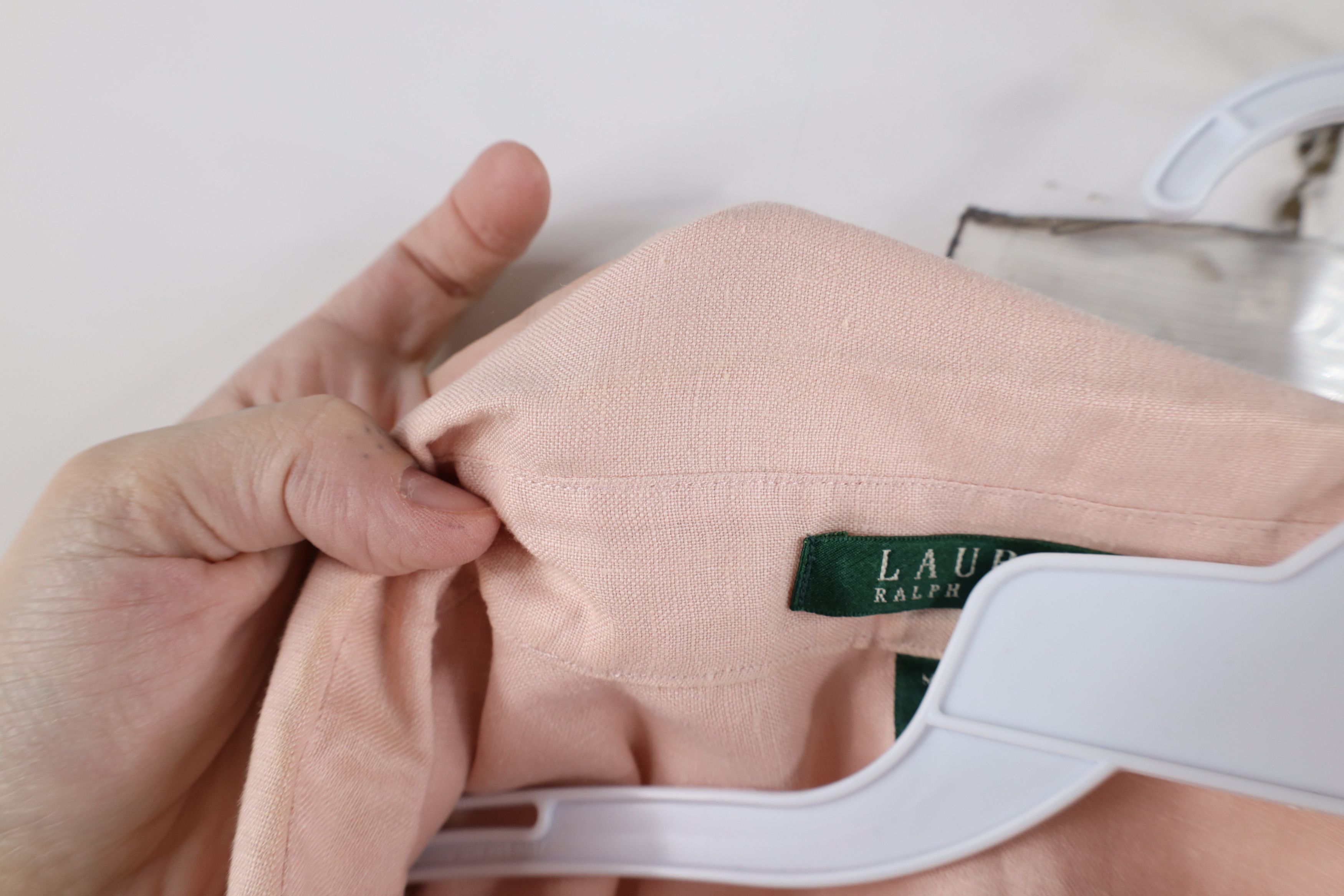 Ralph Lauren × Vintage Vintage 90s Ralph Lauren Linen Collared Button Shirt Pink Size 3XL / US 20-22 - 10 Thumbnail