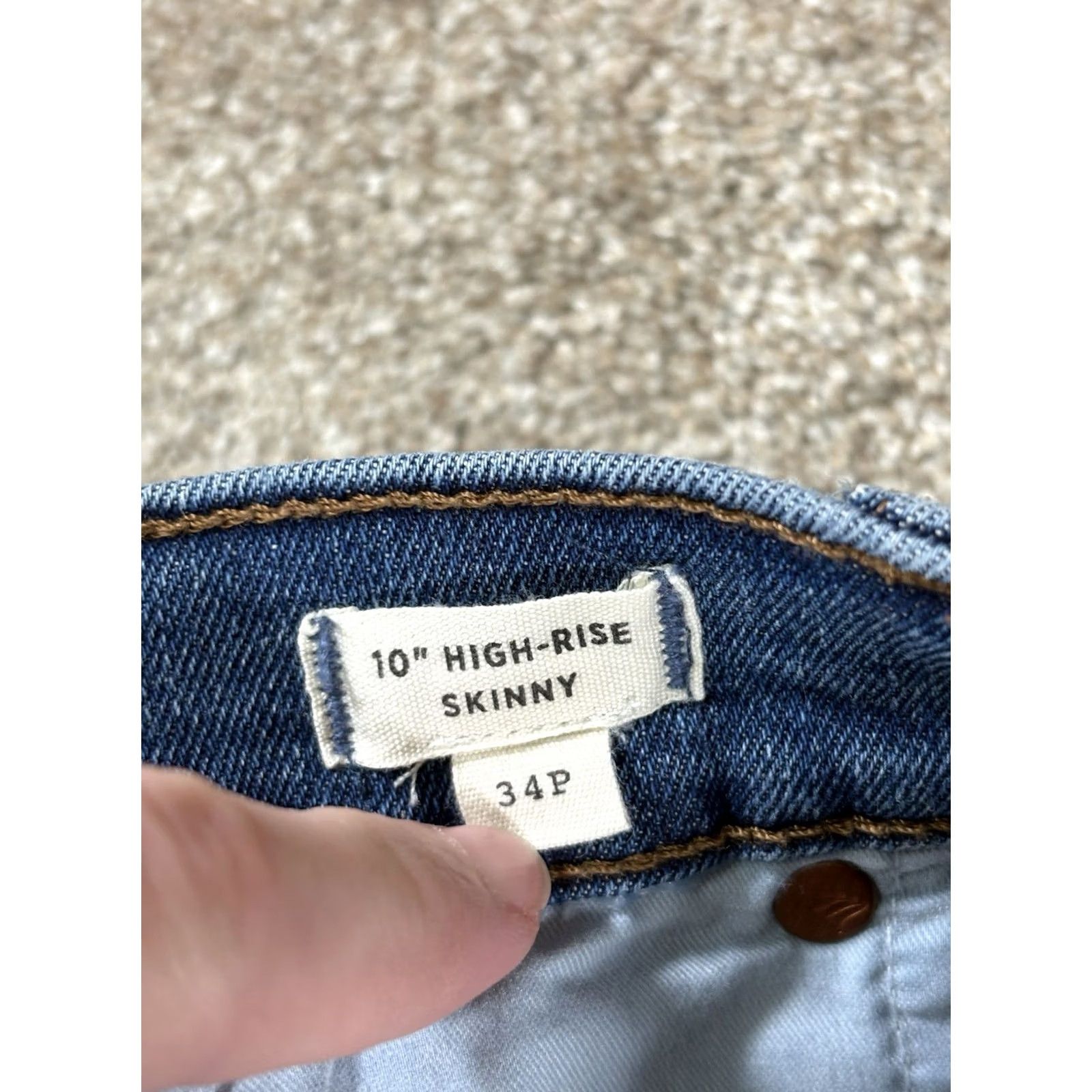 Madewell Madewell 10" High Rise Skinny Stretch Jeans Womens Size 34P Blue Button Close Jeans Skinny Women Size 24" / US 00 / IT 34 - 6 Thumbnail