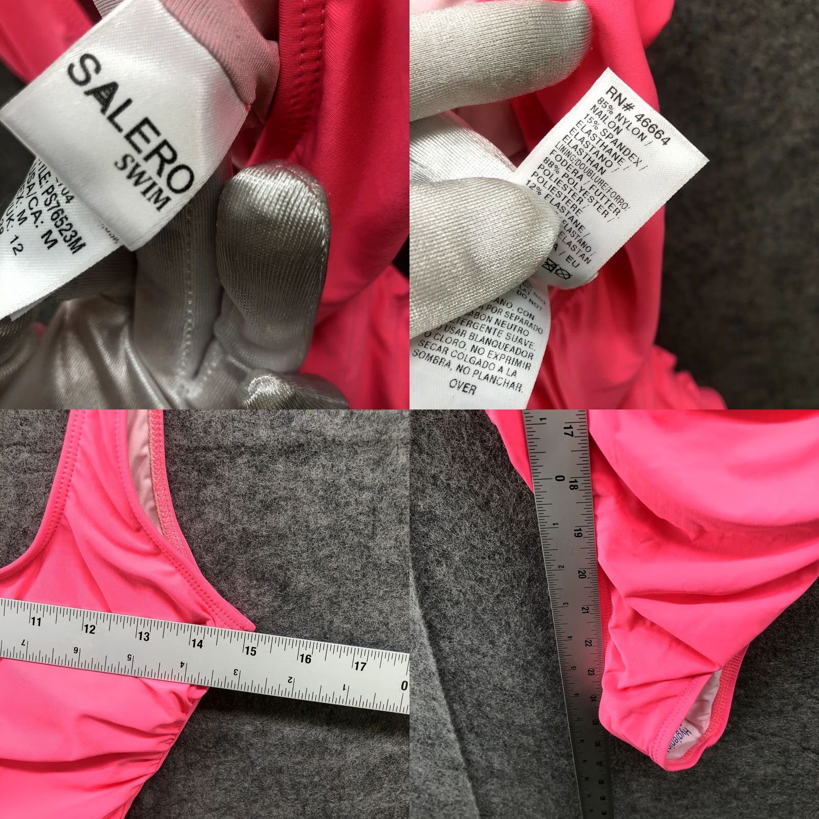 Pacsun Pacsun One Piece Swimsuit Womens Medium M Hot Pink Scoop Back Ruched NWT Size ONE SIZE - 8 Thumbnail