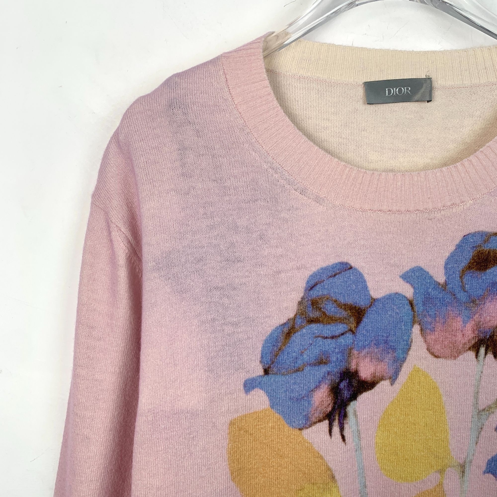 Dior Dior Pink Sweater With Blue Floral Print Long Sleeve Size L / US 10 / IT 46 - 3 Thumbnail