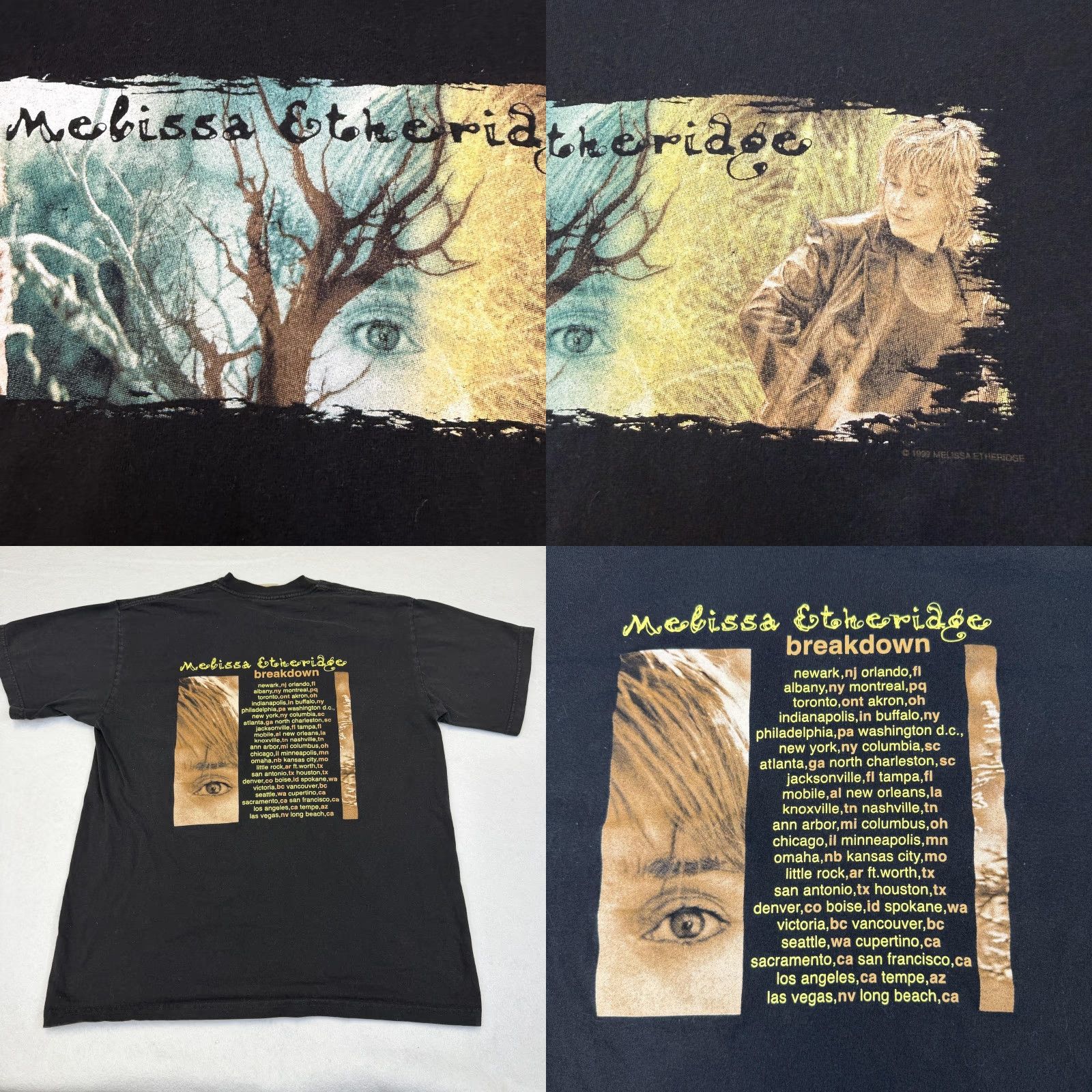 Melissa VINTAGE Melissa Etheridge Breakdown Tee Mens Large Black Tour 90s Winterland Shirt Size US L / EU 52-54 / 3 - 8 Thumbnail