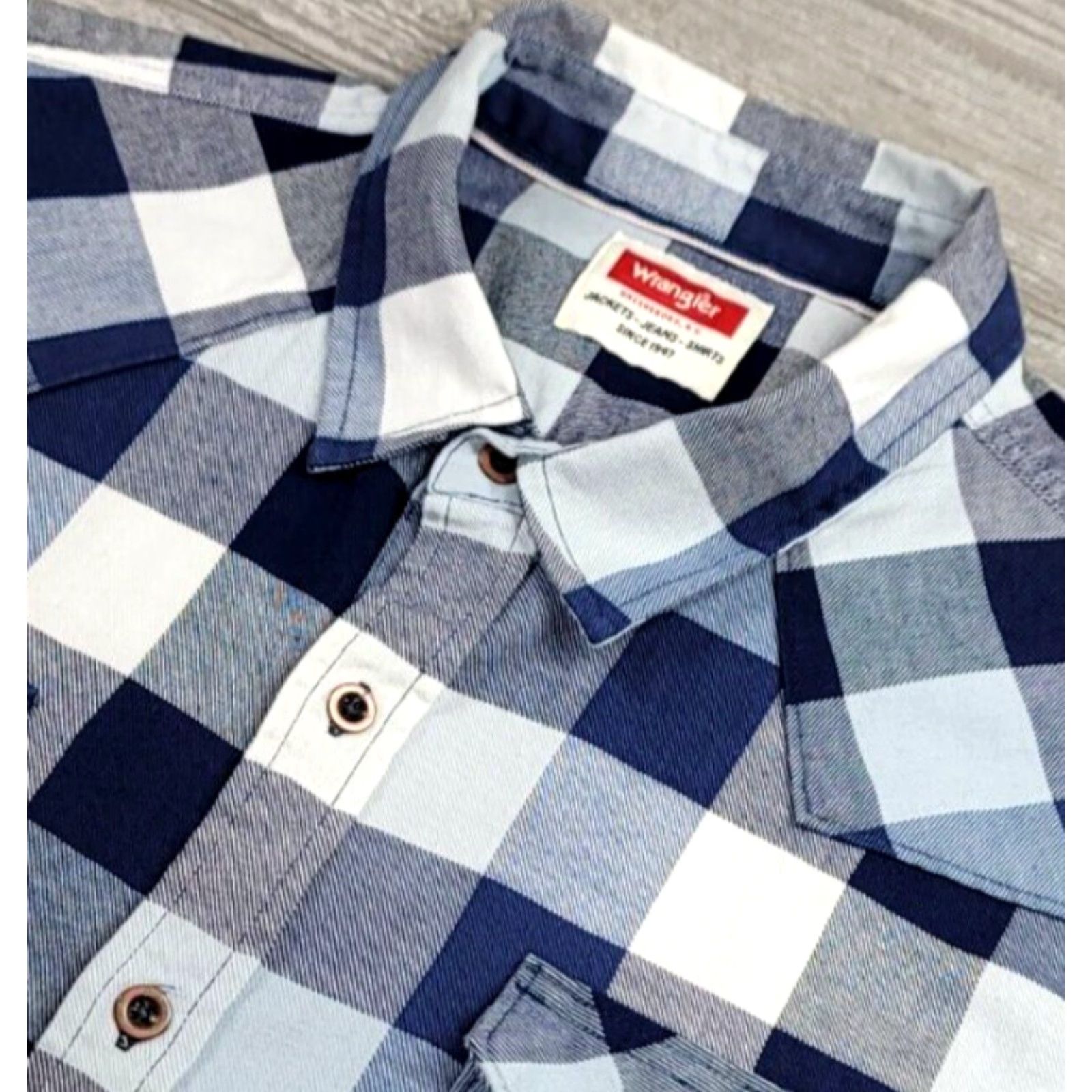 Wrangler Wrangler Shirt Men’s XL Blue White Cowboy Western Flannel Work Shirt Long Sleeve Size US XL / EU 56 / 4 - 5 Thumbnail