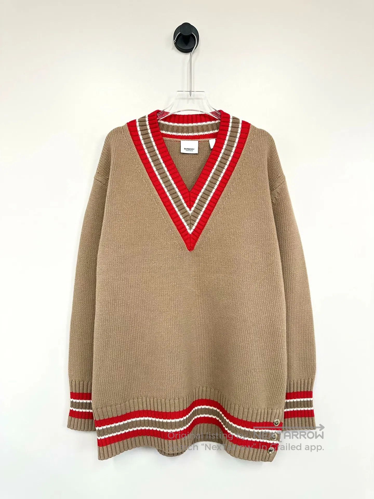 Burberry Burberry Brown V-neck Gold Button Knit Sweater| Size US M / EU 48-50 / 2 - 1 Thumbnail