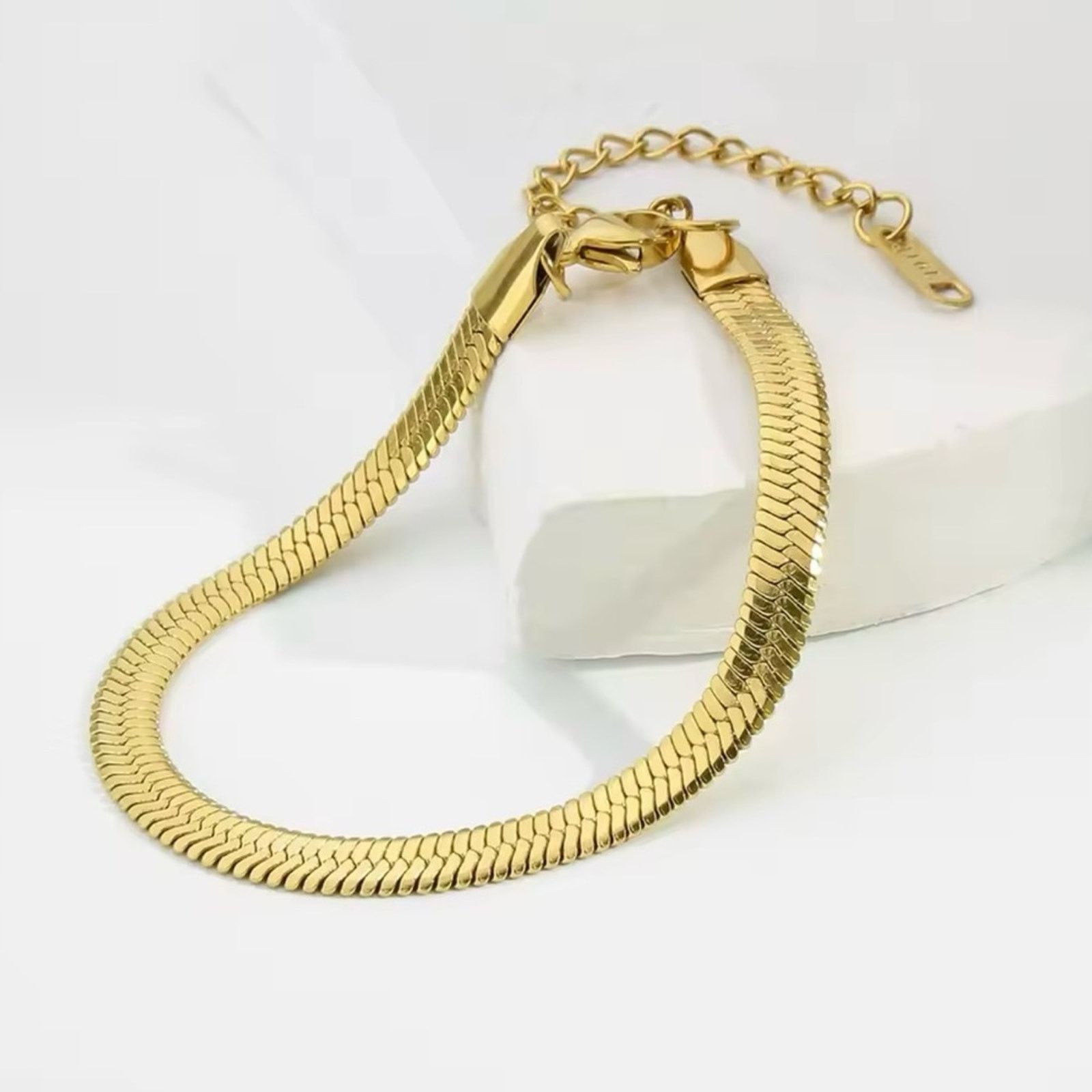 Other Stainless Steel Smooth Gold Bracelet Snake Chain Men Size ONE SIZE - 3 Thumbnail
