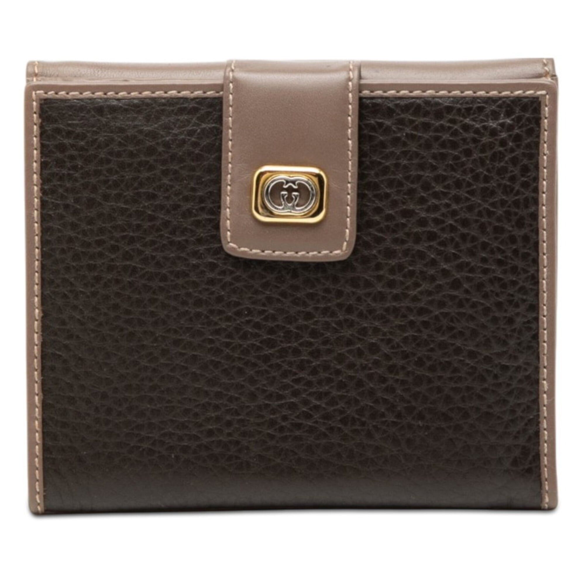 Gucci Gucci Old Bi-fold Wallet 035 959 0322 Black Brown Leather Women's GUCCI Size ONE SIZE - 1 Thumbnail