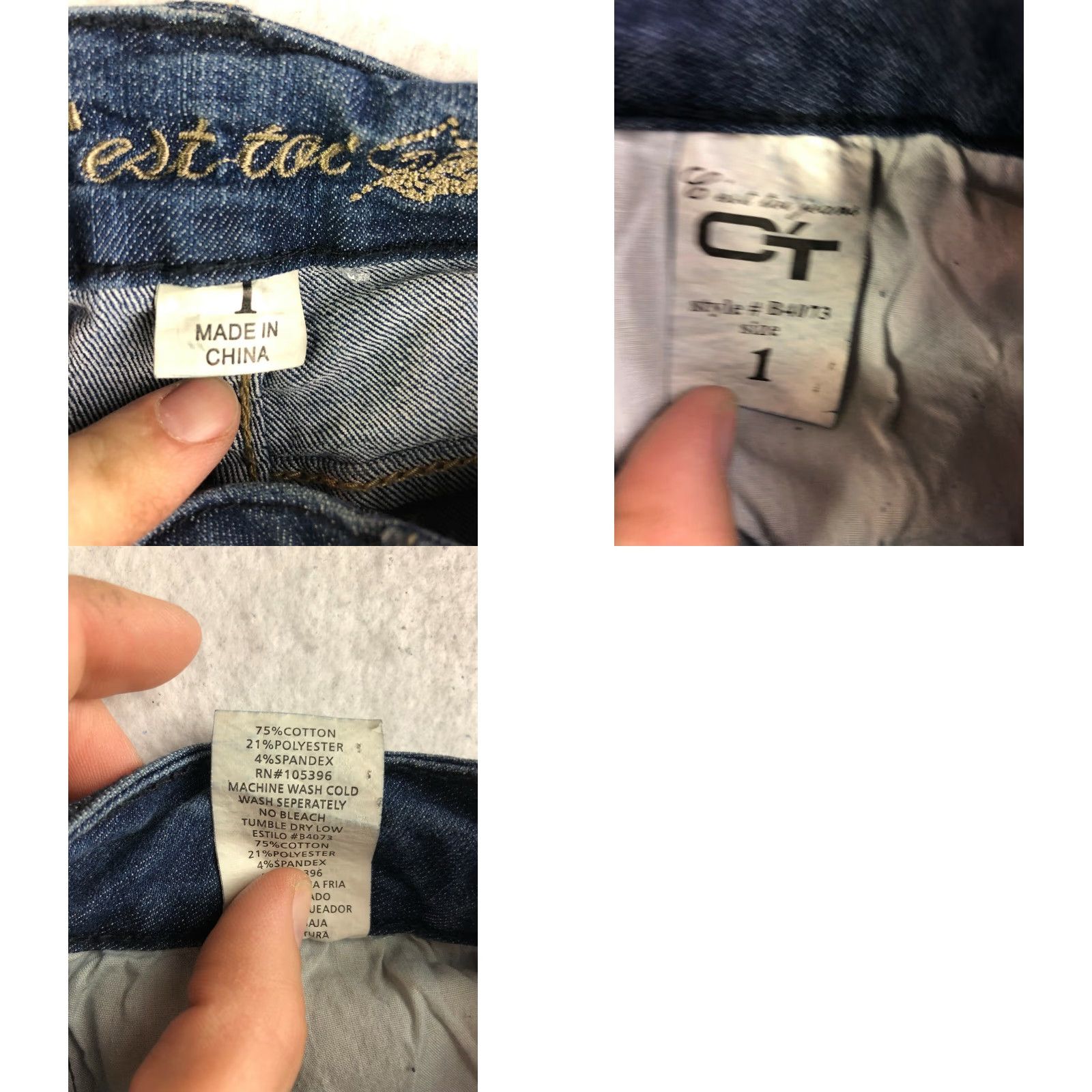 Denime C'est Toi Jeans Juniors Size 1 Mid Rise Dark Wash Blue Denim Jeans - Regular Fit, Zip, Cotton, Denim, Women's? Size 25" / US 0 / IT 36 - 8 Thumbnail