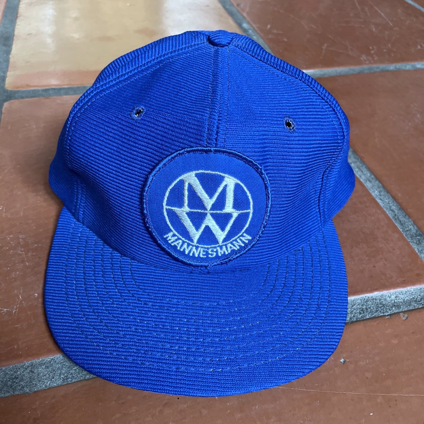 Vintage VINTAGE Funkap Blue Adjustable Snapback Hat Mens MANNESMANN German Conglomerate Truckera style Cap USA Made 1990s Blue Snapback Mens Size ONE SIZE - 2 Thumbnail