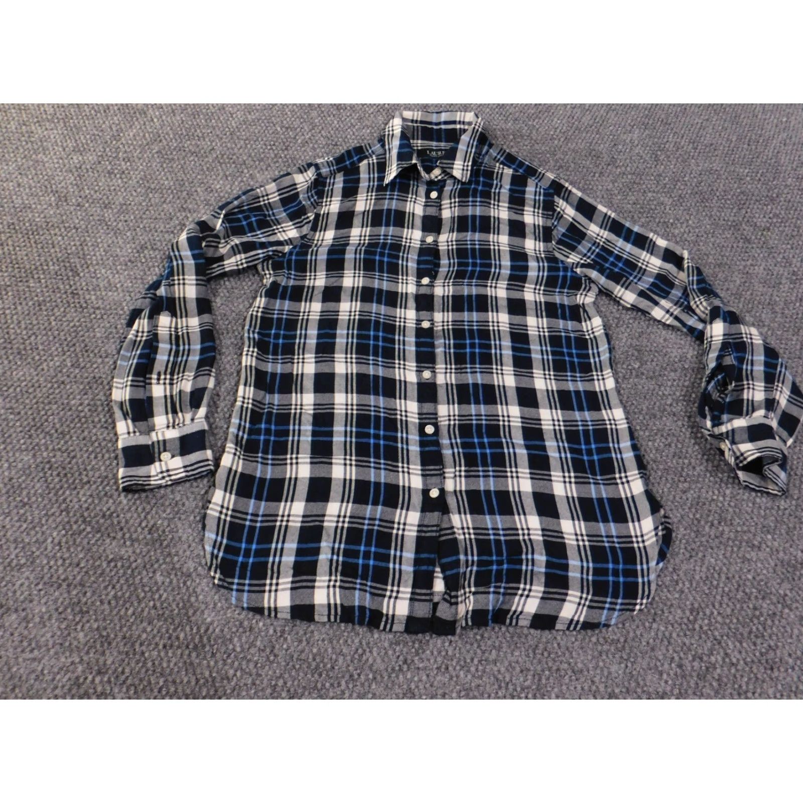 Ralph Lauren Lauren Ralph Lauren Button-Up Shirt Women's XS Blue Plaid Knit Stretch Collared Casual Regular Size XS / US 0-2 / IT 36-38 - 2 Thumbnail
