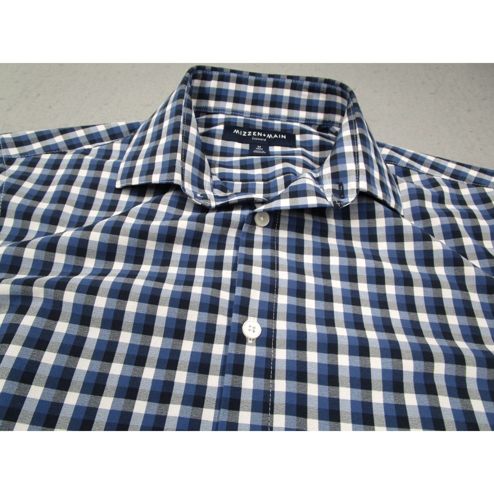 Mizzen+Main Mizzen+Main Leeward Shirt Mens Medium Trim Fit Blue Plaid Performance Stretch Shirt Size US M / EU 48-50 / 2 - 2 Thumbnail