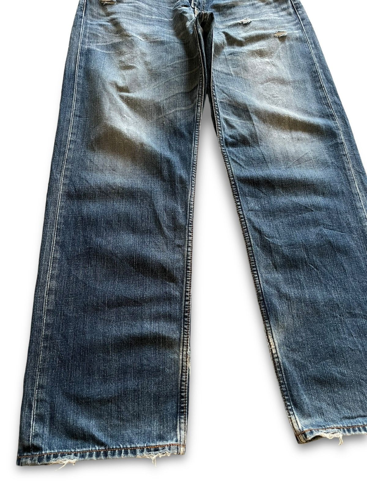 Levi's Vintage 90s Levis 703 Blue Wash Distressed Baggy Jeans 37x32 Size US 37 - 6 Thumbnail