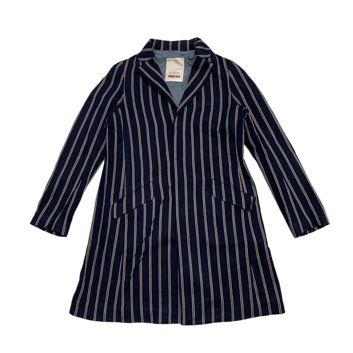 image of Ray Beams X Swanlake Stripe Coat in Blue, Women's (Size Small)